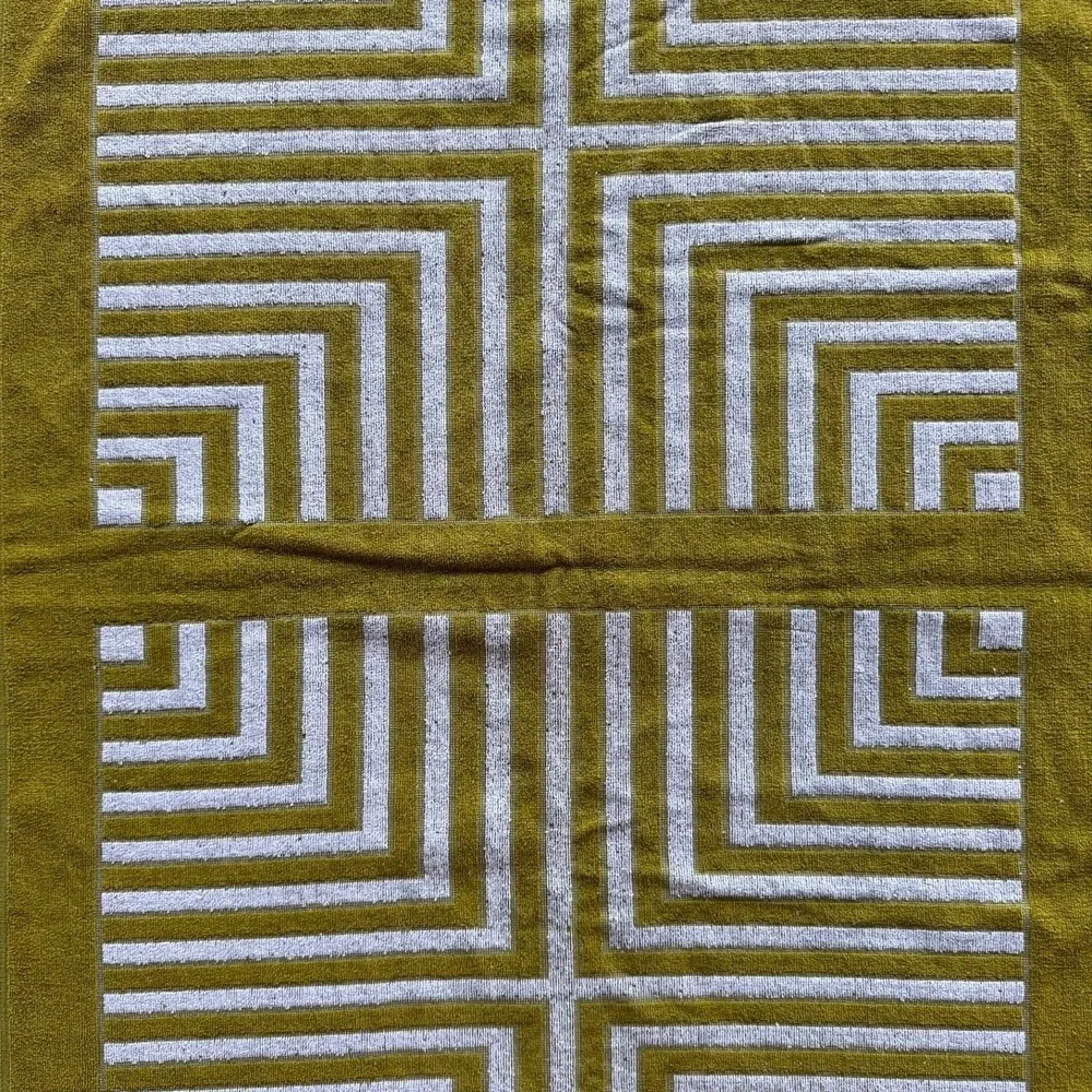Vintage Yves Saint Laurent Fieldcrest Bath Towel Geometric MCM Fringe USA